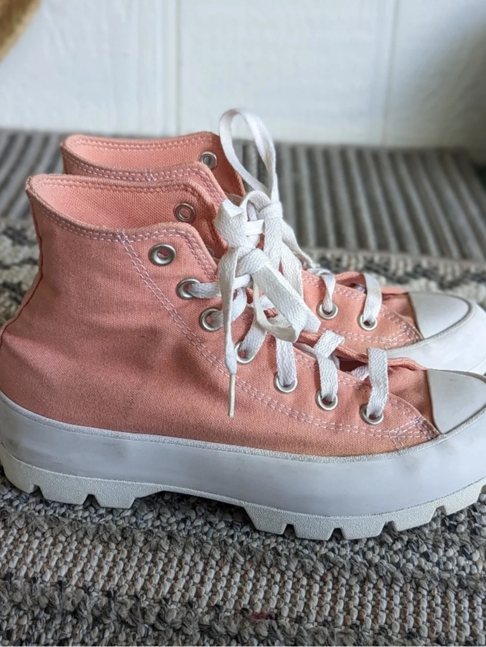 Converse Rose Pink Platform High-Top Lugged Sneakers